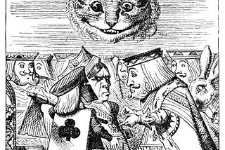 Executioner argues with the King about cutting off the Cheshire Cat’s head