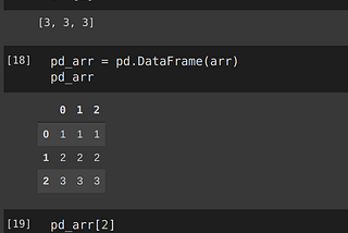 Python array vs pandas df vs numpy