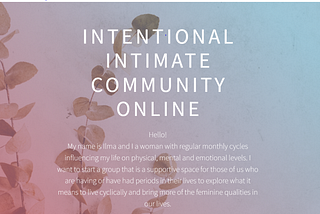 iico — starting the intentional intimate community online