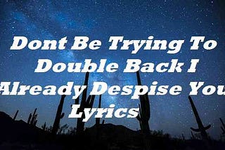 Dont Be Trying To Double Back I Already Despise You Lyrics