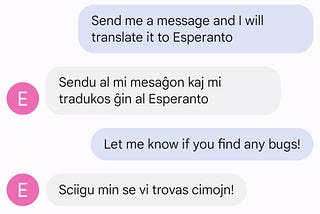 Building an English to Esperanto SMS message translation bot: Esperantexto.