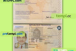 France passport PSD download template, version 2