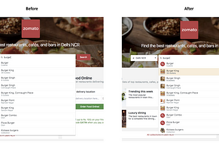 Immersive Auto Suggest Zomato