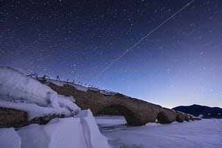 ISS crossed the starry sky