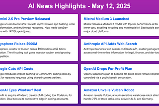 Gemini 2.5 Pro further improves on coding — Weekly AI Newsletter (May 12th 2025)