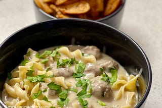 Beef Stroganoff with Mini Meatballs