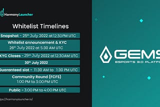 Gems: GameFi & Esports 3.0 Private Sale on Harmony Launcher!!