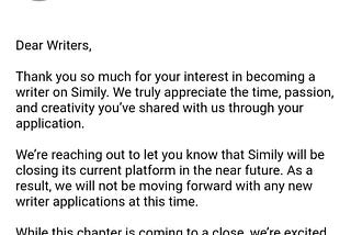 Finally, I received an Email from Simily After two months of Submitting the Writer application