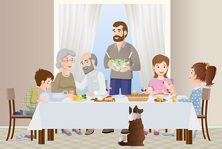 A family dinner celebration.