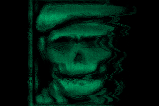 A digital skeleton surrounded in green.