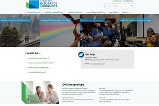 the new homepage for the Washington state Office of the Insurance Commissioner