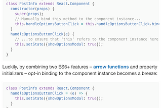 Applications of ES6 Arrow Functions in React