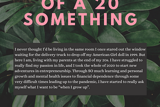 Confession of a 20 Something №1
