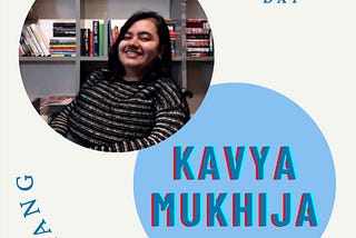 This is a poster about the piece with a photo of Kavya, who is dressed in black and white stripped sweater, sitting on a wheelchair with a bookshelf full of books, and looking at the camera, with her name diagonally below that. The name of the piece — Judgement Day is written at the top right corner. On the left bottom is the word Dislang written in stylized formatting.