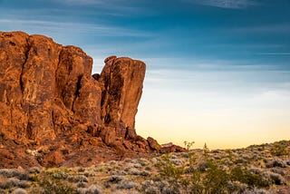 Red rocks and blue sky in desert