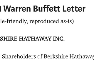 BERKSHIRE HATHAWAY INC. To the Shareholders of Berkshire Hathaway Inc.: