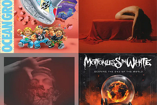 Collage of album covers for Ocean Grove, Bad Omens, Greyscale Season and Motionless in White