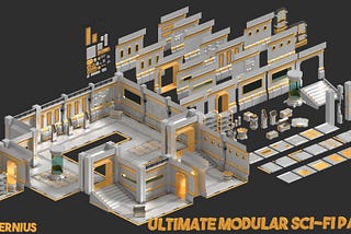 (FREE PRODUCT) Modular Sci-Fi Interior Pack 3D Model