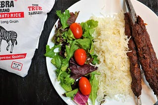 Turkish Recipes — Seekh Kebab with Aromatic Rice and Salad — Zebra Rice