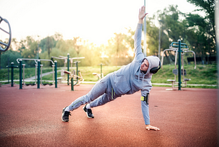 man exercising outside in the morning