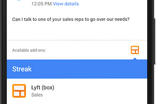 Streak Gmail Add-on for Android and iOS apps