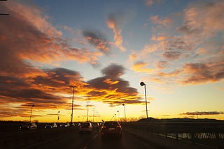 Sunset on the highway