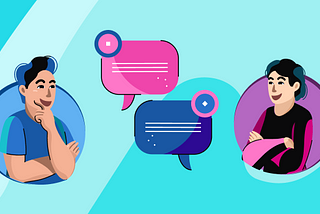 Ilustração contendo duas pessoas conversando