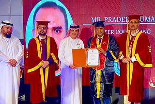 Career coach Pradeep Kumar honored with doctorate degree by Brookfield International University…