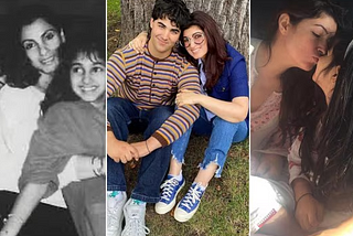 Twinkle Khanna with her mother Dimple Kapadia and sister Rinke Khanna; and her children Aarav Kumar and daughter Nitara.