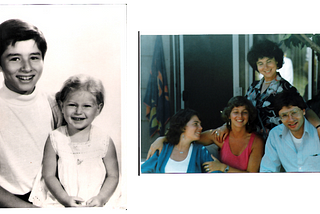 Two vintage photographs of my dad and his sisters