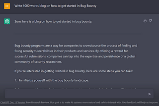 How to Get Started in Bug Bounty by ChatGPT