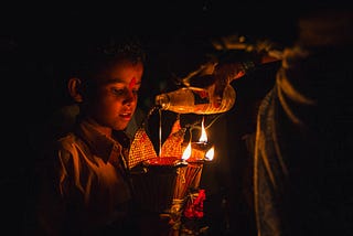 Children celebrating Diwali in Purushwadi
