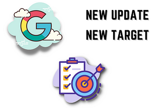 New update, New target. 2 images, 1 of Google’s “G” in the clouds and the other of a bullseye on top of a checklist.