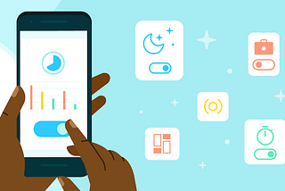 Header image of illustrated phone with charts on screen