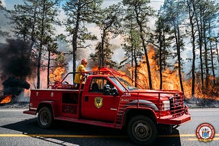 New Jersey Forest Fire Service truck fighting a fire