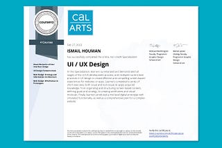 CalArts UI / UX Design Specialization Certificate