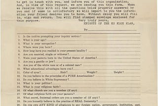 KKK Application 1921