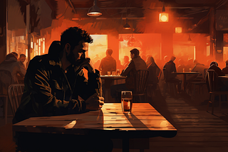 A Man Sits Down at a Bar