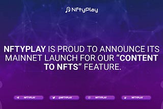 NftyPlay Mainnet Launch