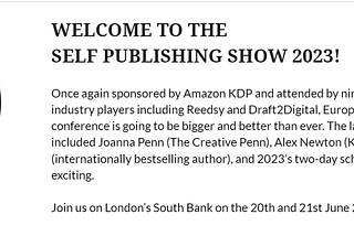 OMG! I’m Going to the London Self-Publishing Convention!