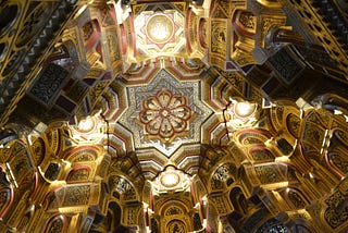 ornate gold ceiling at Cardiff Castle