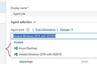 Agent pool dropdown