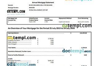 sample United Kingdom NatWest bank proof of address statement in Word and PDF format (.doc