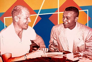 Color photo of Bill Veeck with Larry Doby.