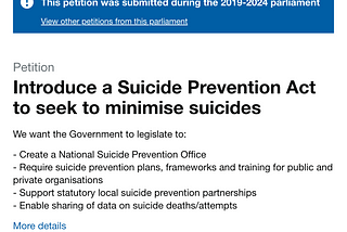 We’ve had a change of Government, but any change on suicide prevention or commitment to suicide…