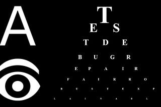 A fake chart with the letter “a” followed by an icon for “eye”. There is a triangular shape formed out of letters: “T-E-S-T-D-E-B-U-G-R-E-P-A-I-R-F-A-R-R-O-B-U-S-T-E-X-P-L-A-I-N-A-B-L-E”