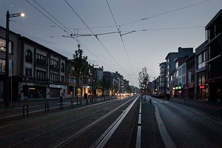 Main street in Mortsel (Belgium), where I used to live and where Dave was “born” — photo by author.