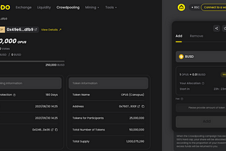 Canopus (OPUS) Token Crowdpooling on DADO Binance Smart Chain