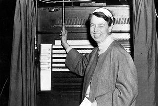 Eleanor Roosevelt in a voting booth in 1932.