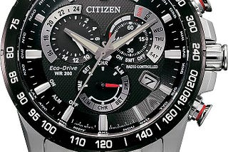 Citizen Men’s Eco-Drive Sport Luxury PCAT Chronograph Watch Stainless Steel, Black Dial